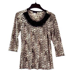 Leopard Print Sequined Black Rose by Brittany Black 3/4 Sleeve Sexy Fun Cocktail
